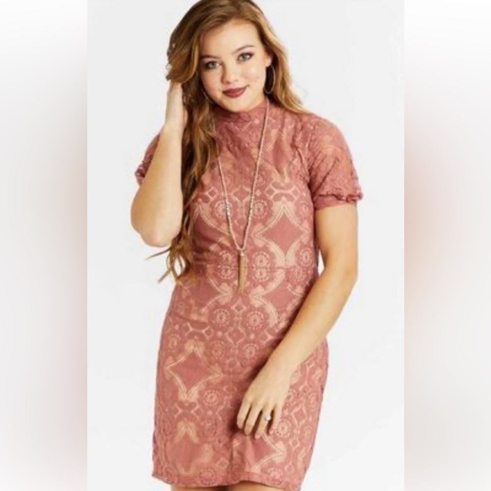 Altar’d State Allegra Rosewood Mockneck Dress NEW WITH TAGS